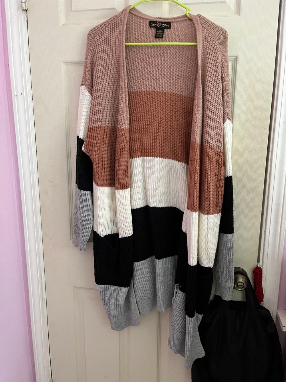 Rose Blush and Rust Colorblock Cardigan